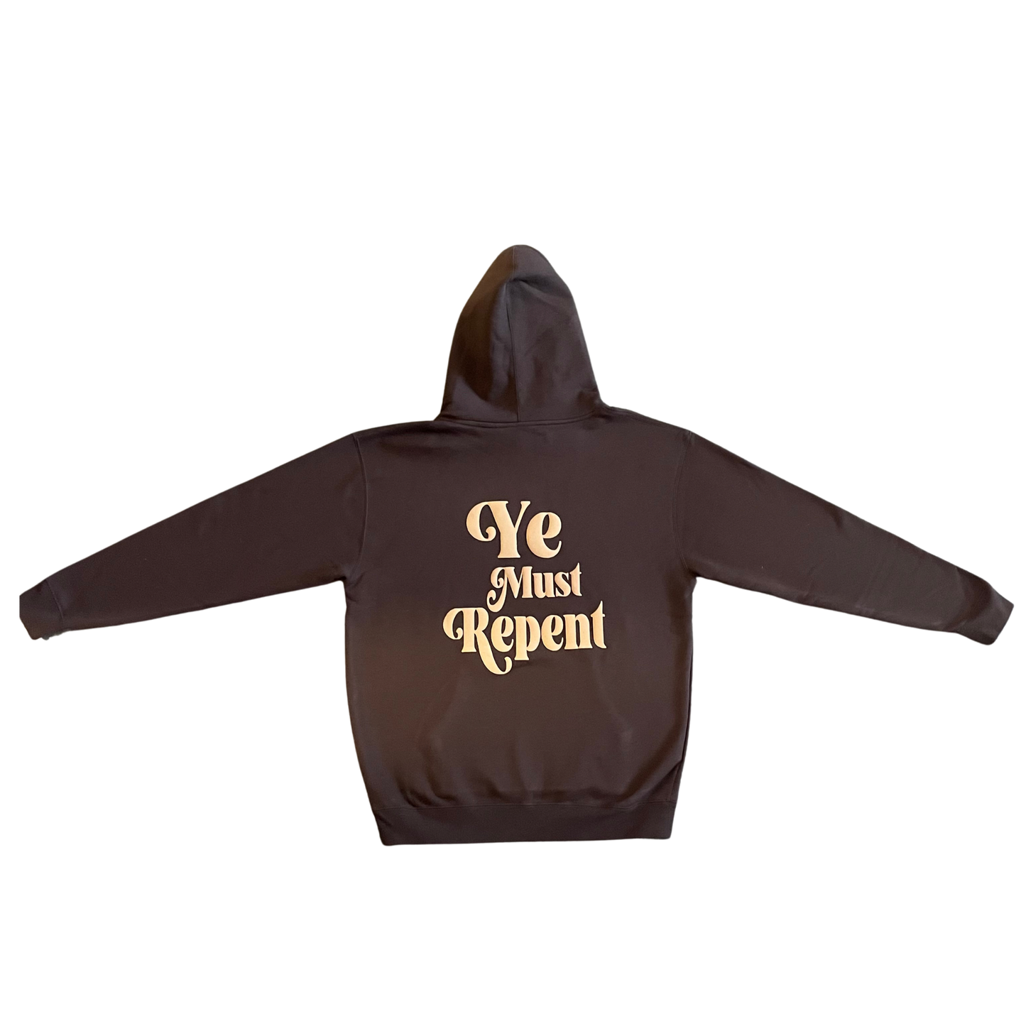 YE MUST REPENT-Puff print Hoodie (Brown)