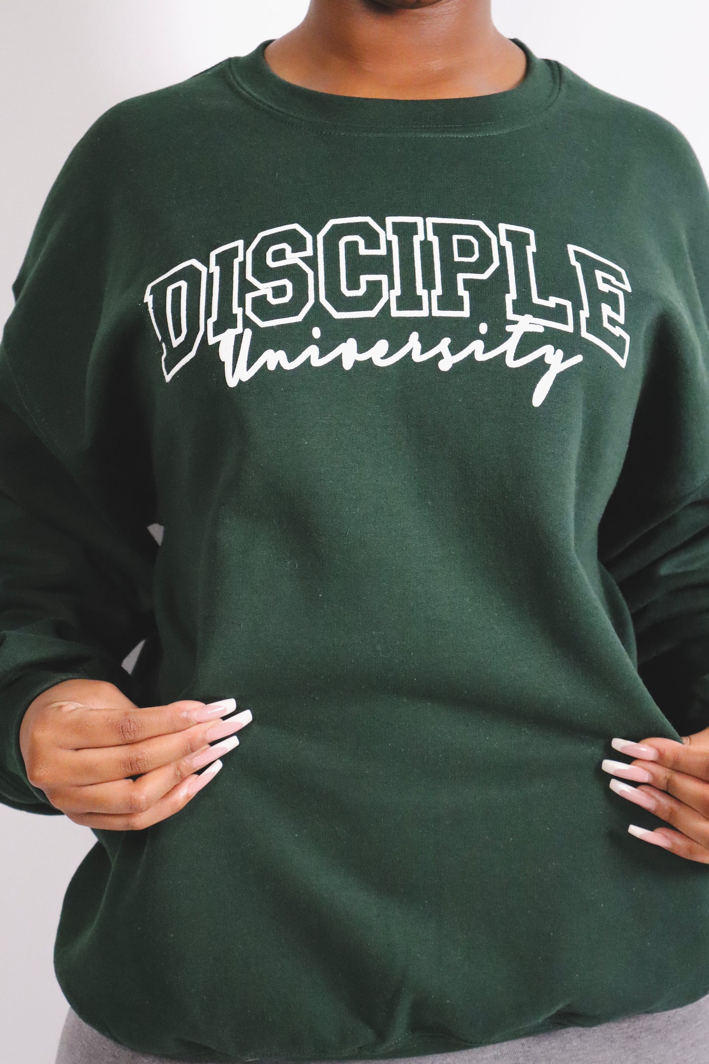 DISCIPLE UNIVERSITY-Puff print CREWNECK (Forest Green)