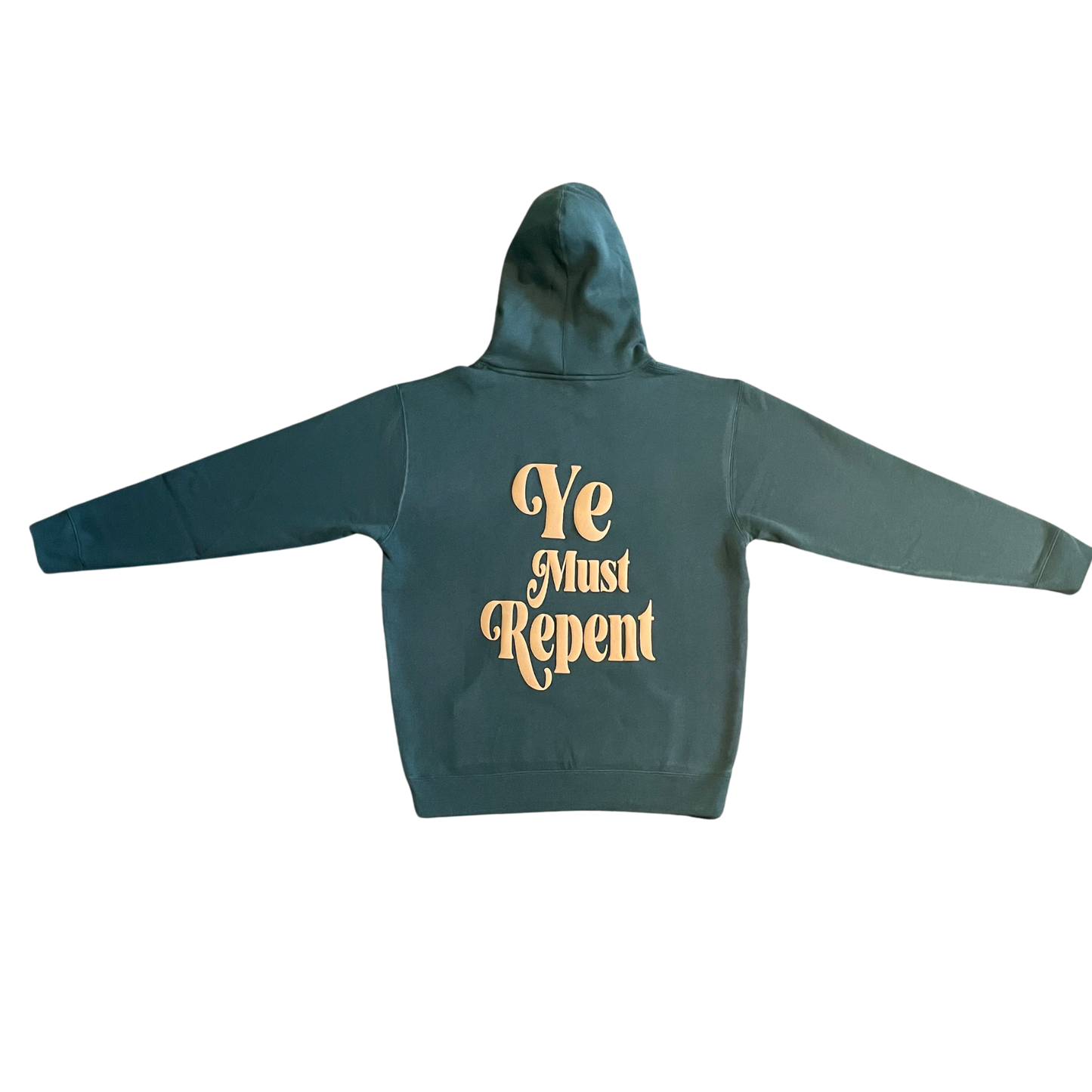 YE MUST REPENT-Puff print Hoodie (dark green)