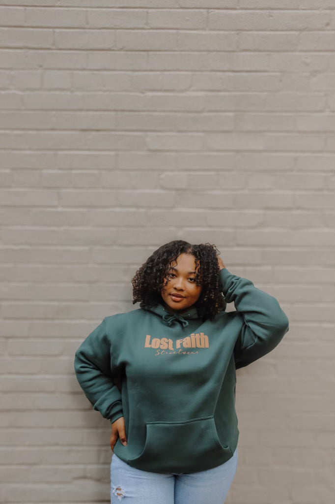 YE MUST REPENT-Puff print Hoodie (dark green)