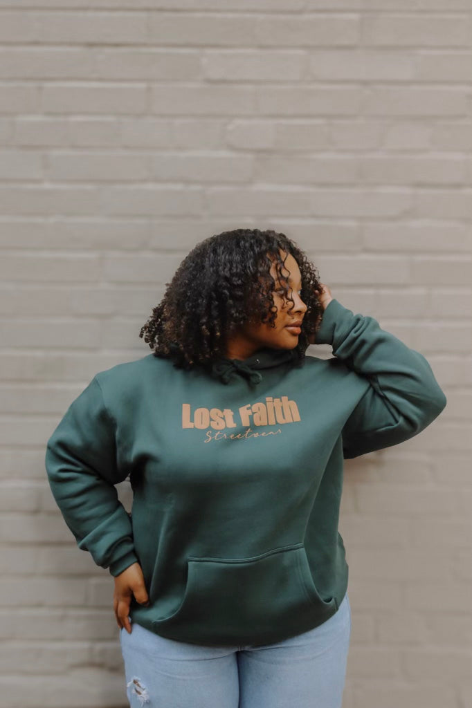 YE MUST REPENT-Puff print Hoodie (dark green)