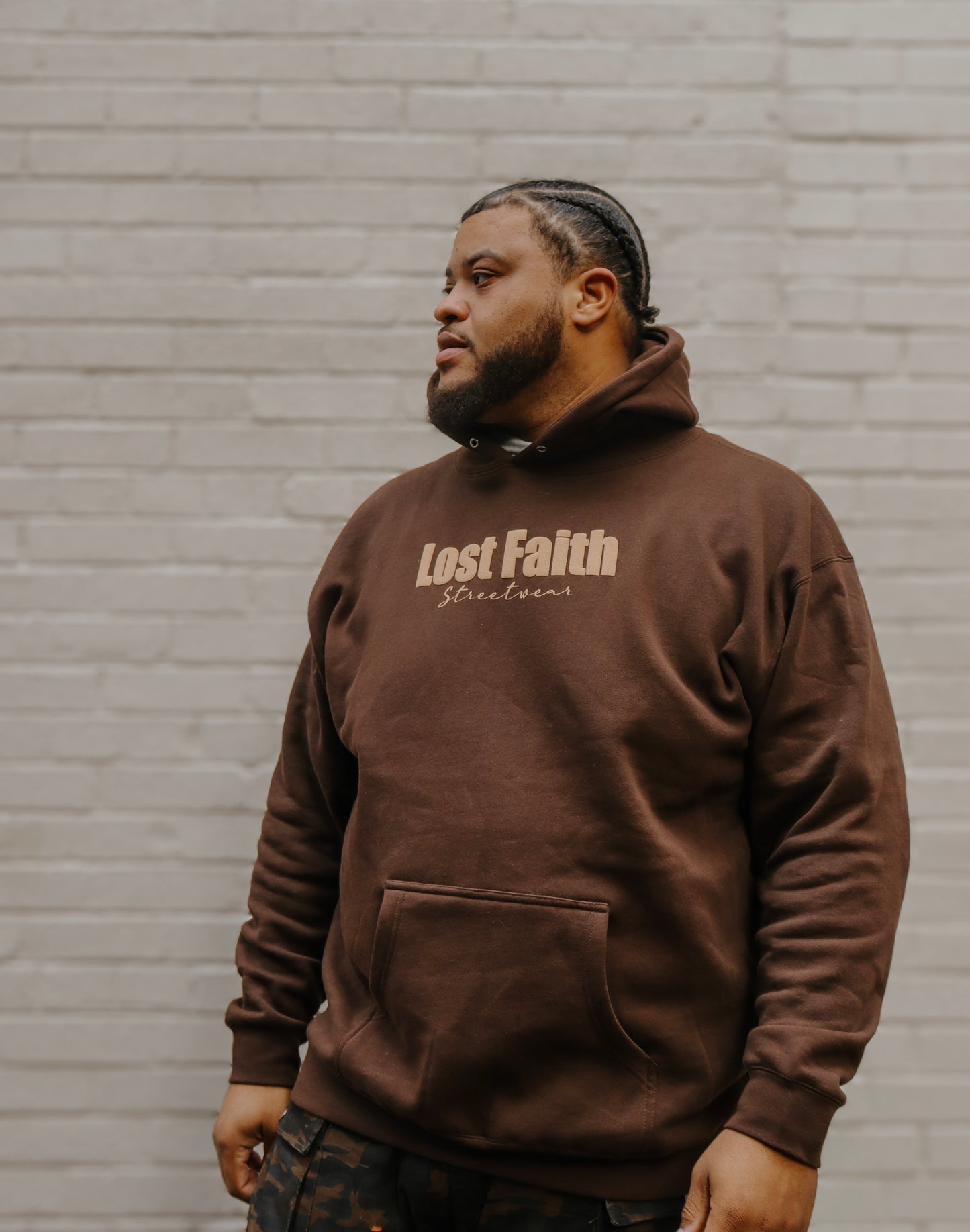 YE MUST REPENT-Puff print Hoodie (Brown)