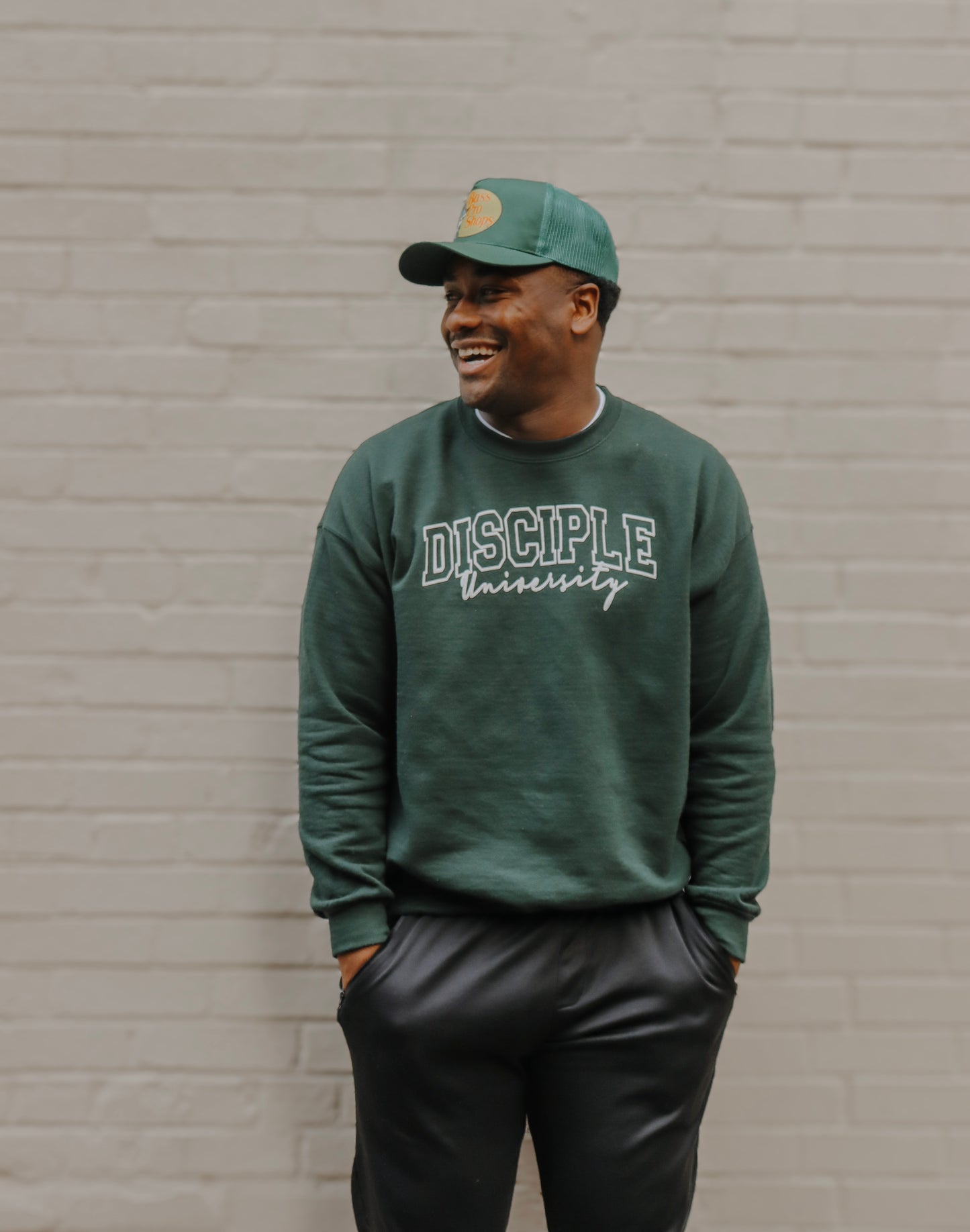 DISCIPLE UNIVERSITY-Puff print CREWNECK (Forest Green)