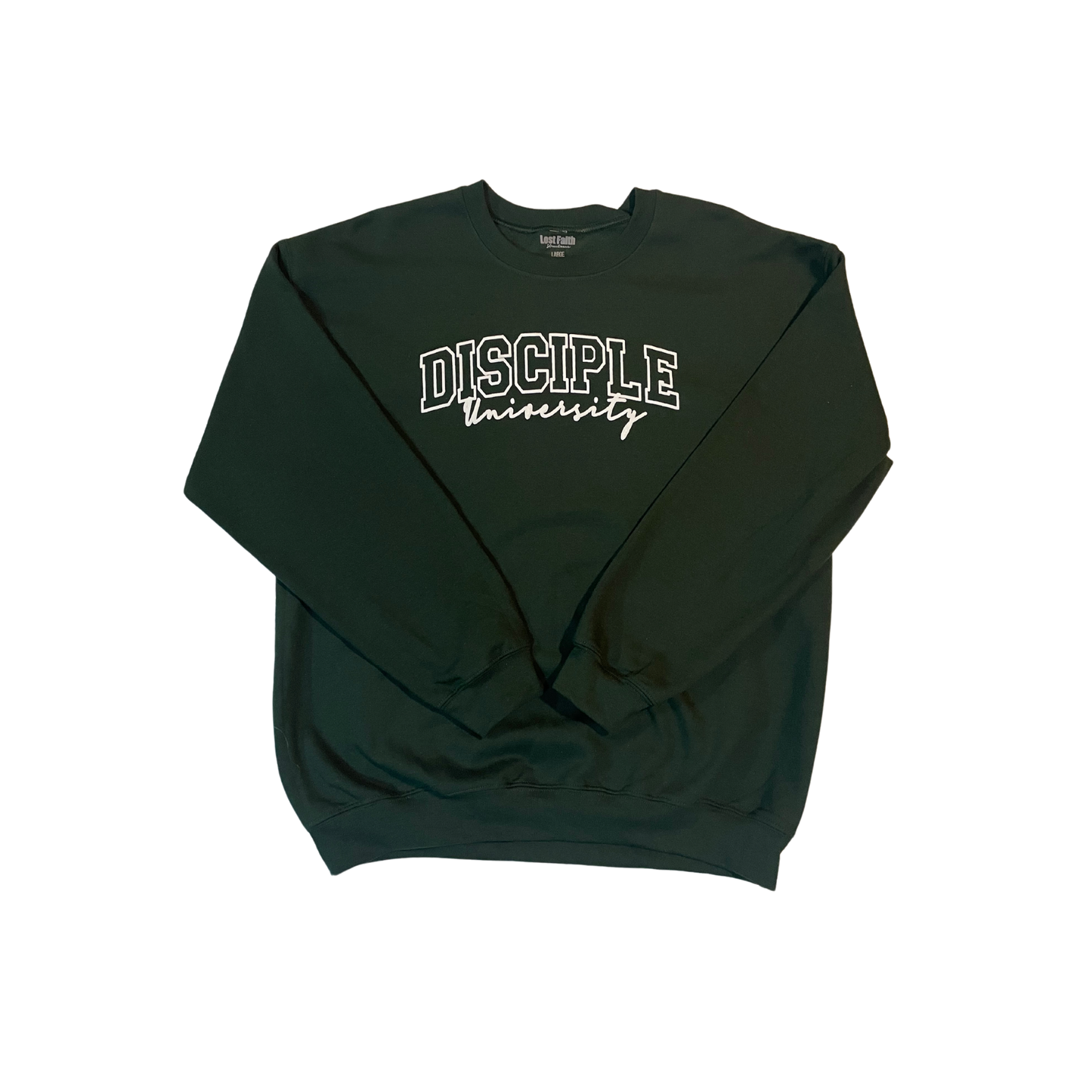 DISCIPLE UNIVERSITY-Puff print CREWNECK (Forest Green)