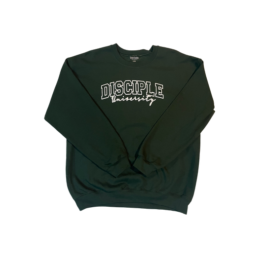 DISCIPLE UNIVERSITY-Puff print CREWNECK (Forest Green)